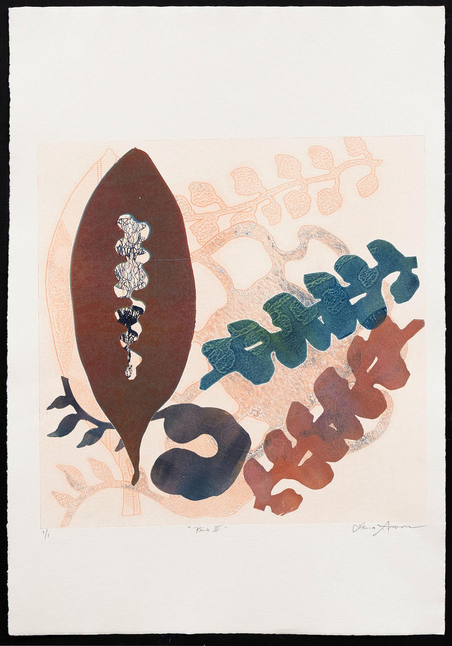 LENA ANSNER. “Pink II”, lithograph, monotype, signed.