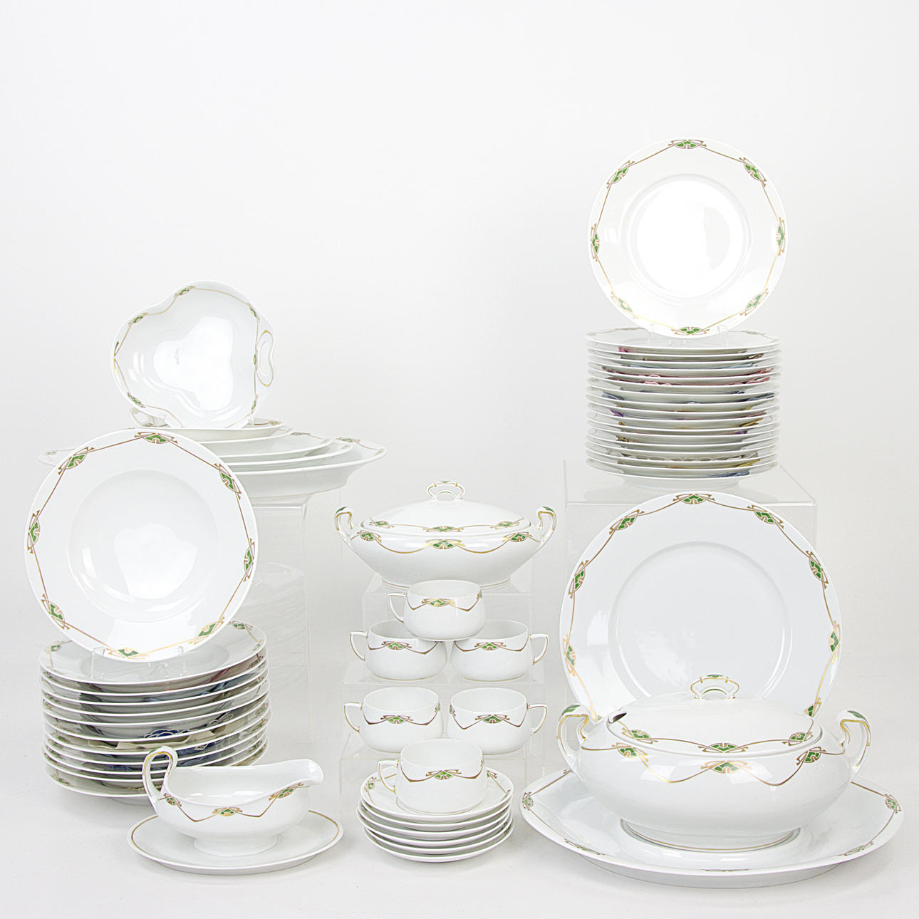 A 52-piece art deco tableware set from Silesia, 1930s.