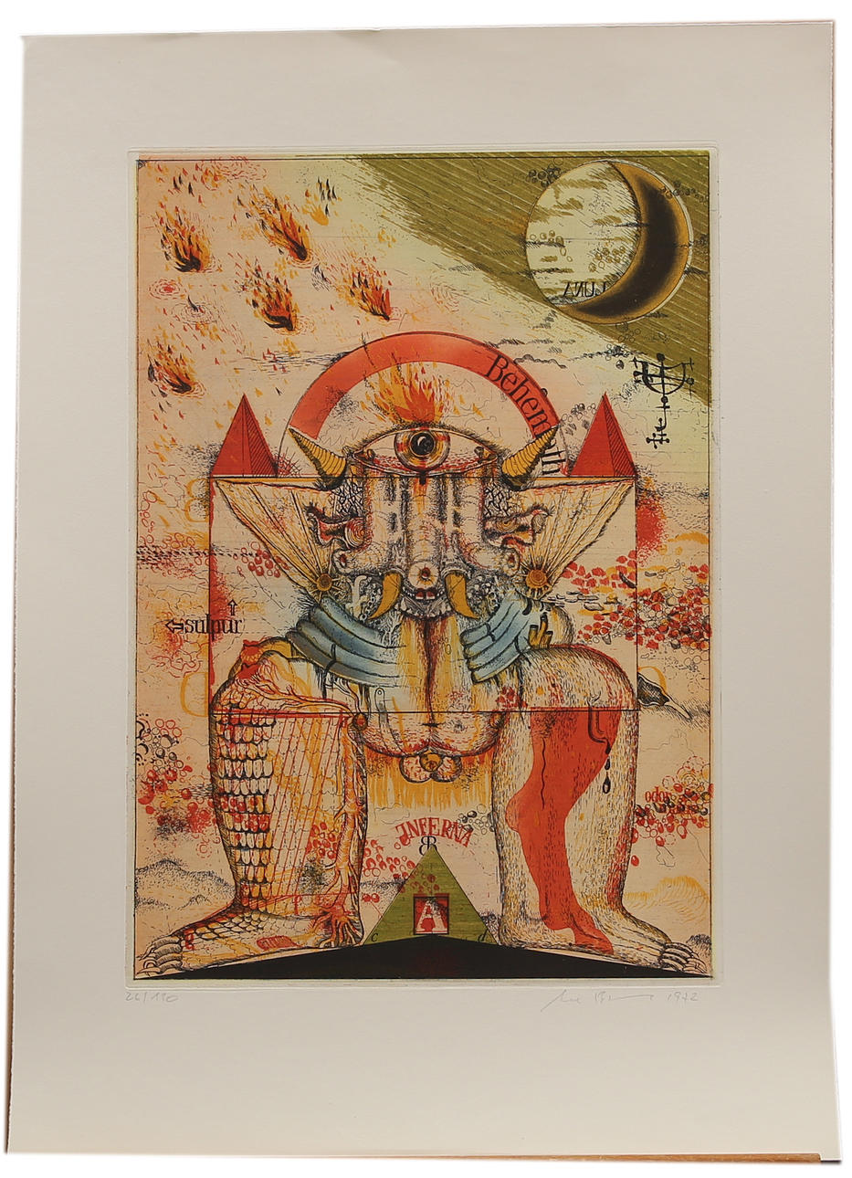UWE BREMER. Colour etching, numbered 26/120 composition Sulpur, signed .dated 1972.