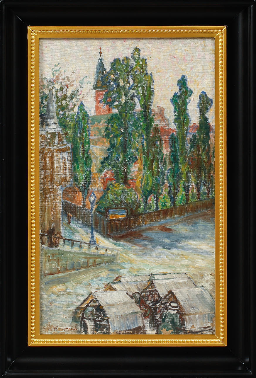 IDA TÖRNSTRÖM. „From Masthuggstorget“, Öl auf Leinwand, rückseitig signiert, datiert 1915.