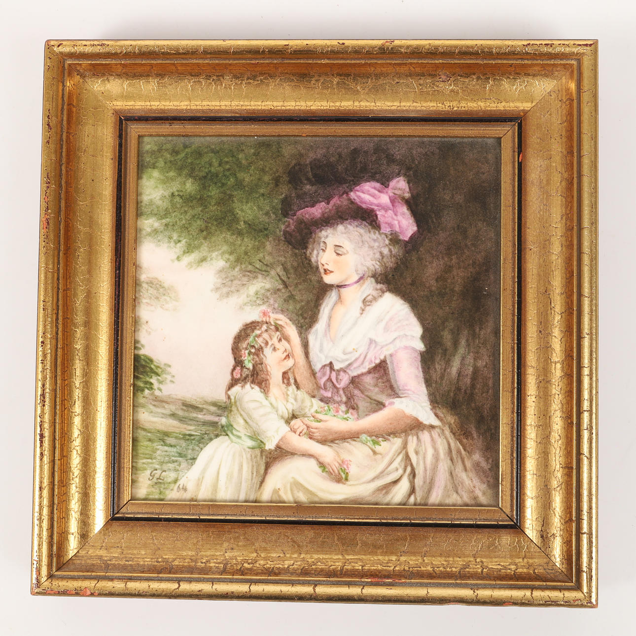 GRES PORCELÁNICO, enmarcado, pintado a mano, 1964.