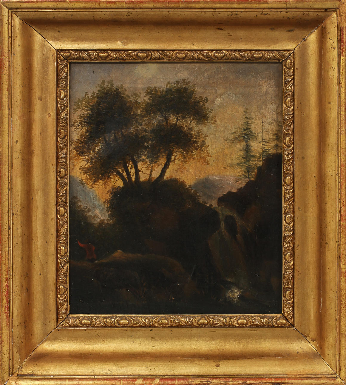 SOPHIE VON KNORRING. TILLSKRIVEN. Figur i bergslandskap. Olja på duk, påskrift a tergo.