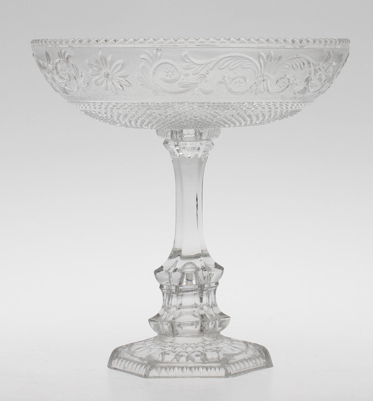 SKÅL PÅ FOT, pressglas, 1800/1900-tal.