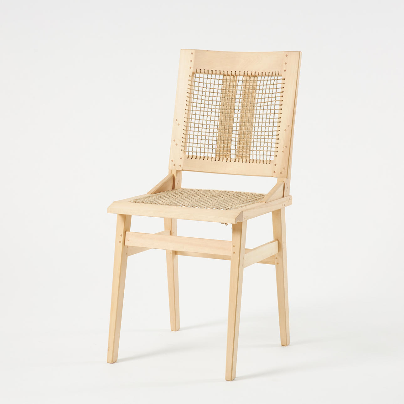 THOMAS TEMPTE. “Powerful seat”, frame in soaped linden, wicker seat and back.