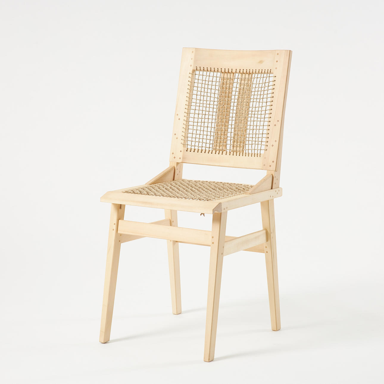 THOMAS TEMPTE. “Powerful seat”, frame in soaped linden, wicker seat and back.