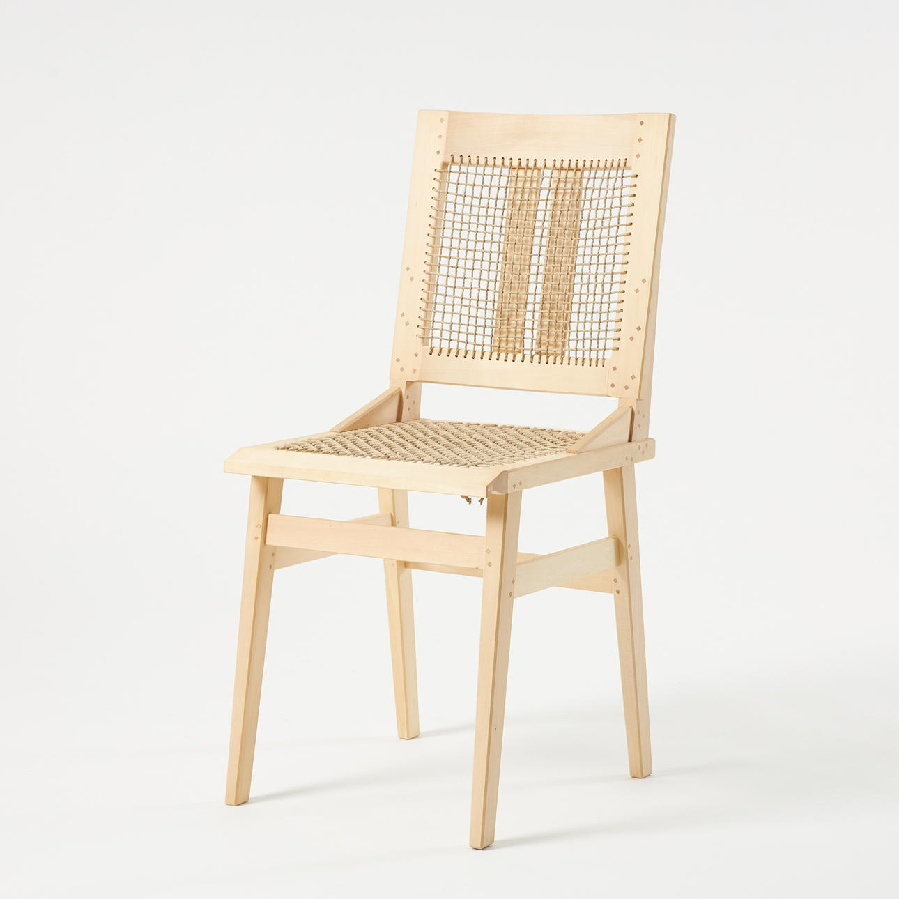 THOMAS TEMPTE. “Powerful seat”, frame in soaped linden, wicker seat and back.