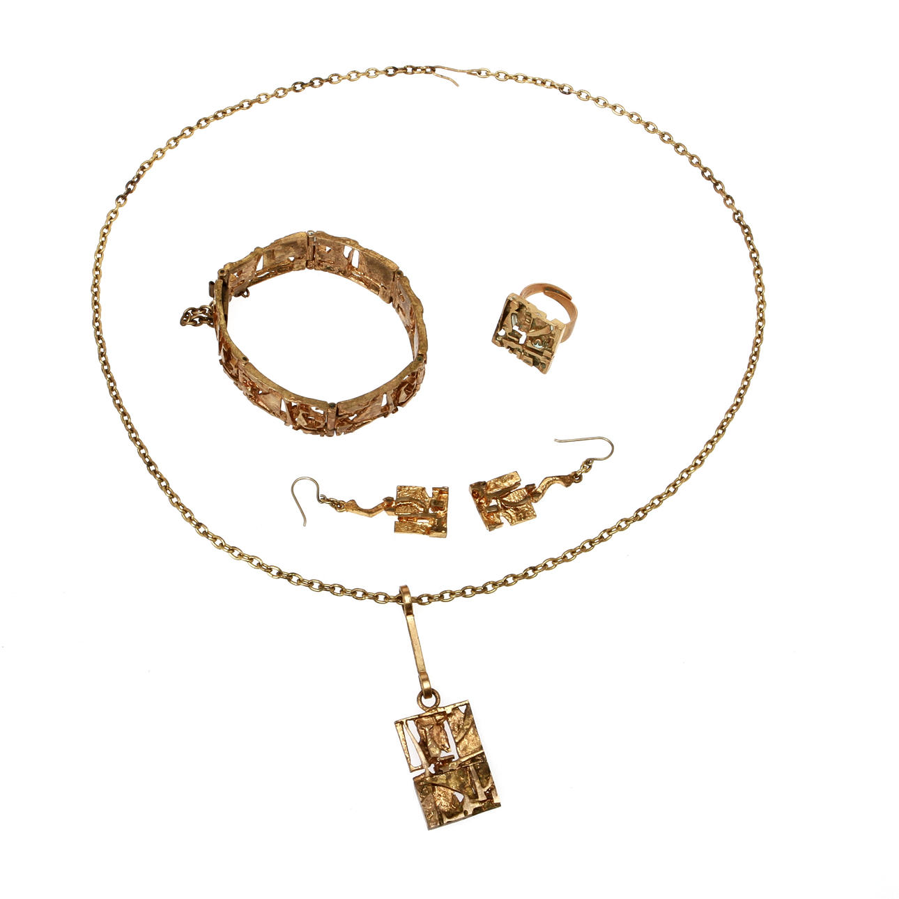 SMYCKEN, 4 delar, delvis förgylld brons, Jorma Laine, Finland.