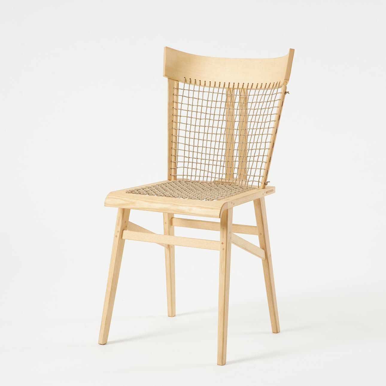 THOMAS TEMPTE. “Very light seat”, frame in linden and ash, frame in soaped linden and ash, wicker seat and back.