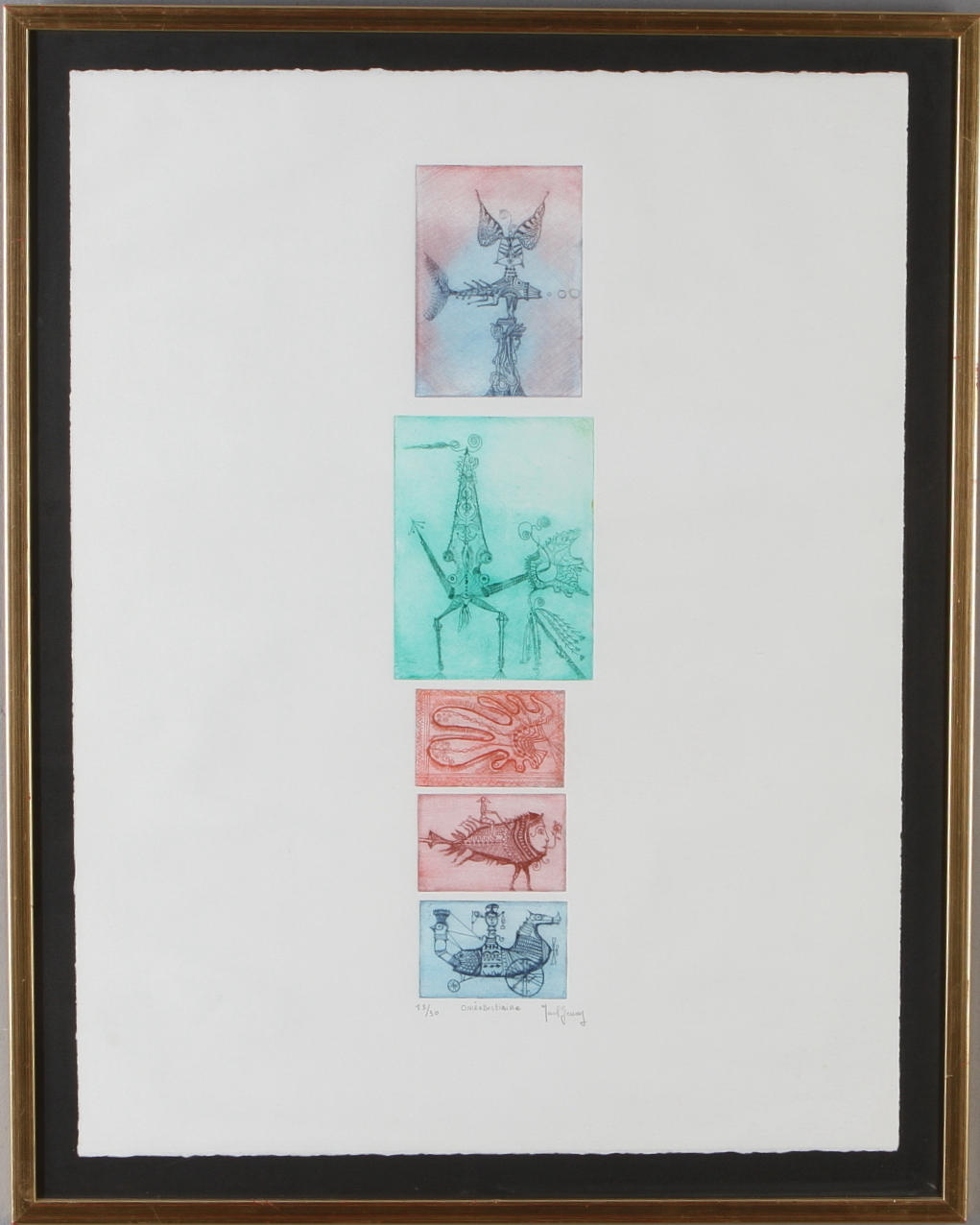 MARCEL GENAY. "Onirobestaire", färgetsning, signerad samt numrerad 13/30.