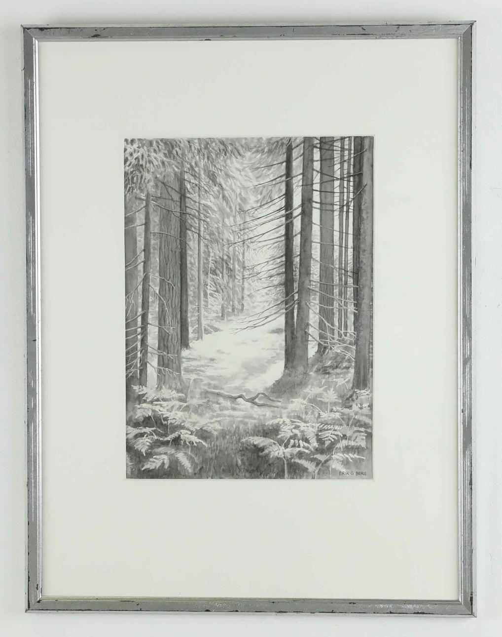 ERIK BERG. Watercolour, “Gläntan” signed.