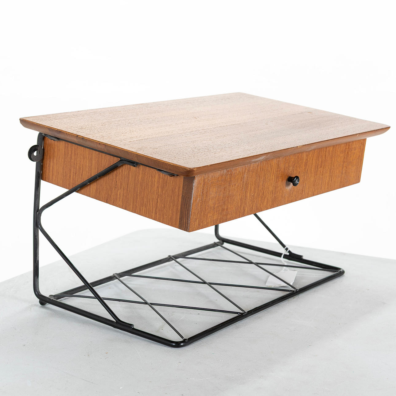 A teak telephone shelf, 1960s.