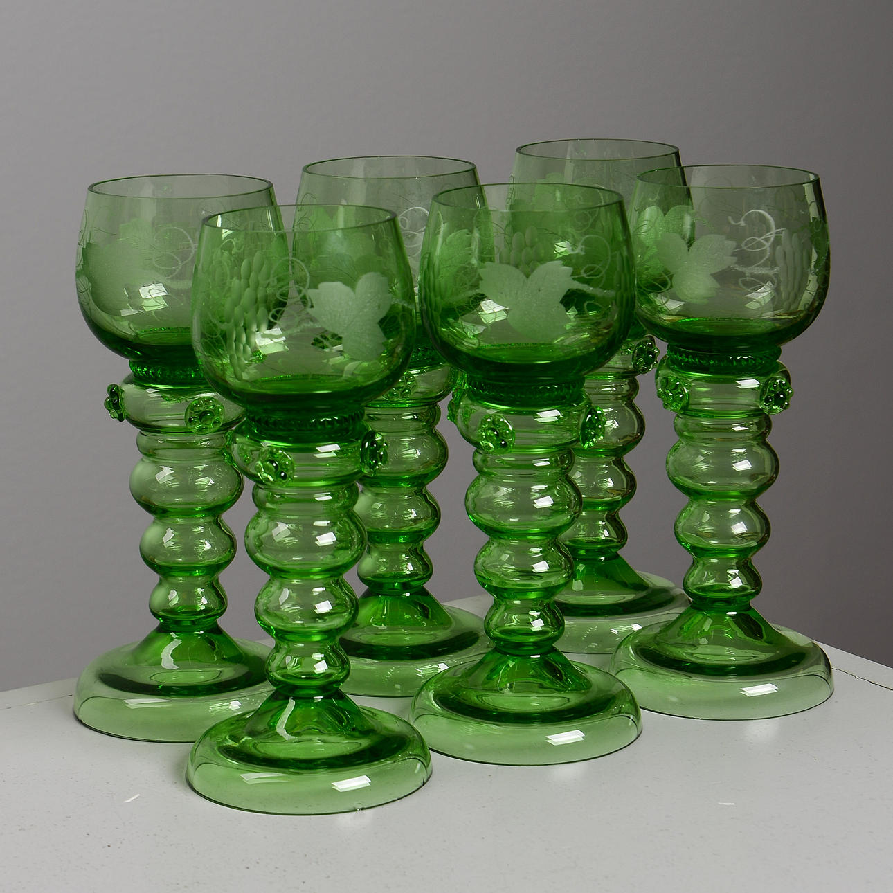 VITVINGLAS, 6 st, s.k "Remmare", 1900-tal.