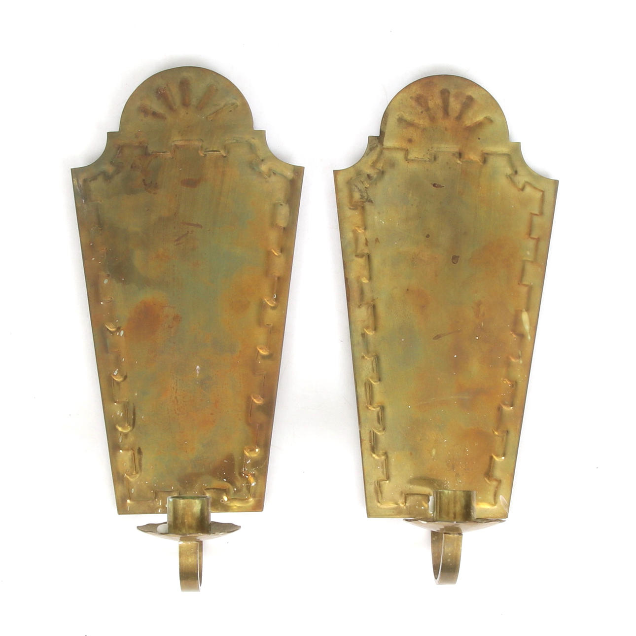 LJUSPLÅTAR, ett par, mässing, 1900-tal.