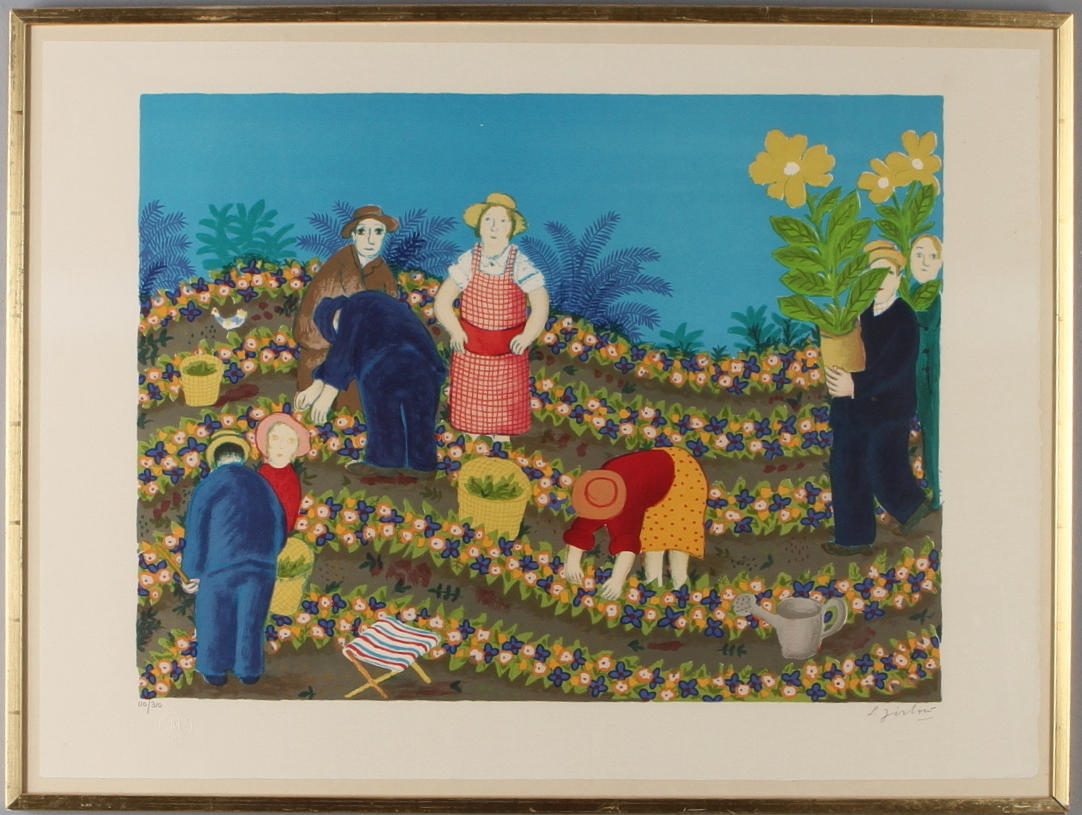 LENNART JIRLOW. Blomsterodling, färglitografi, signerad samt numrerad 110/130.