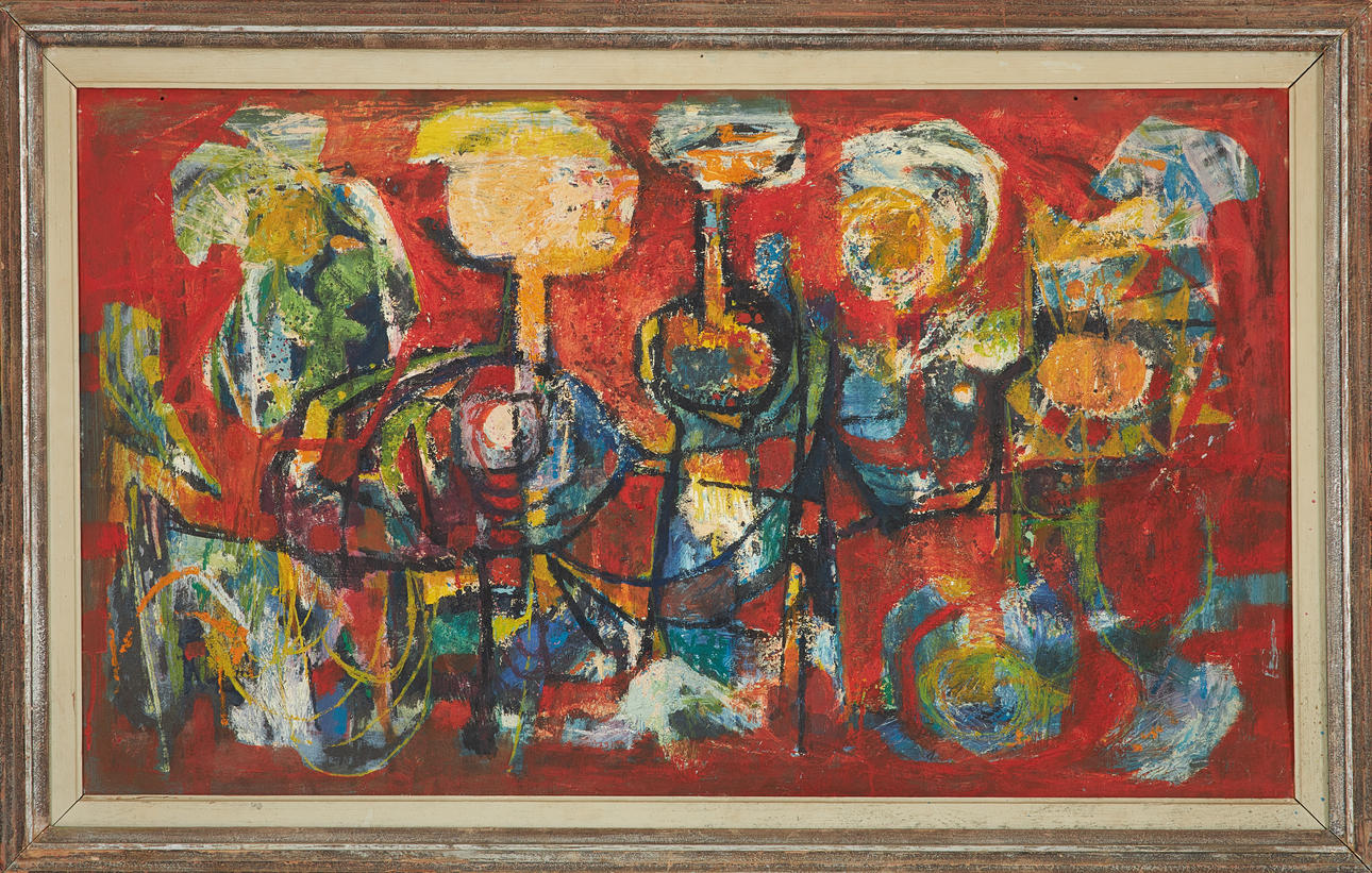 LARS LINDH (1918-2002). oil on panel, figural composition, not signed, certified on verso.
