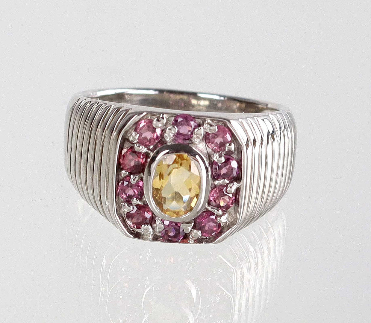 CITRINE - RHODOLITE RING SILVER 925.