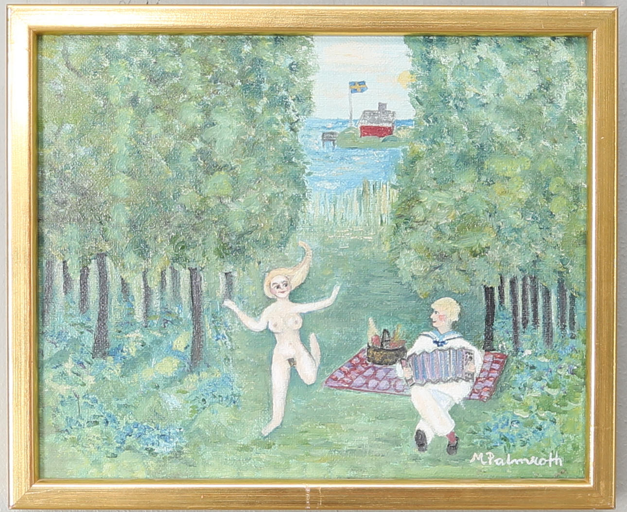 MAI-BRITT PALMROTH. Sommardans, olja på duk, signerad.