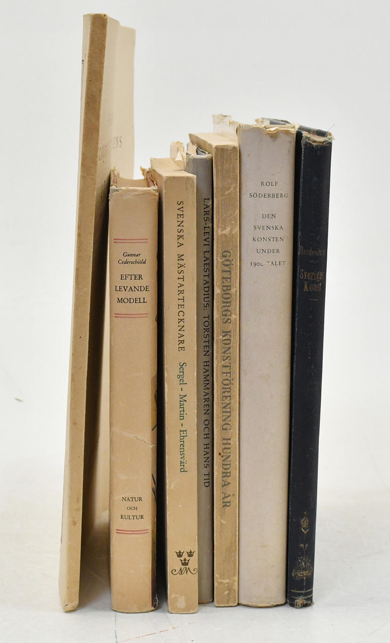 Bøger om svensk kunst og kunstforeninger. 7 bind.
