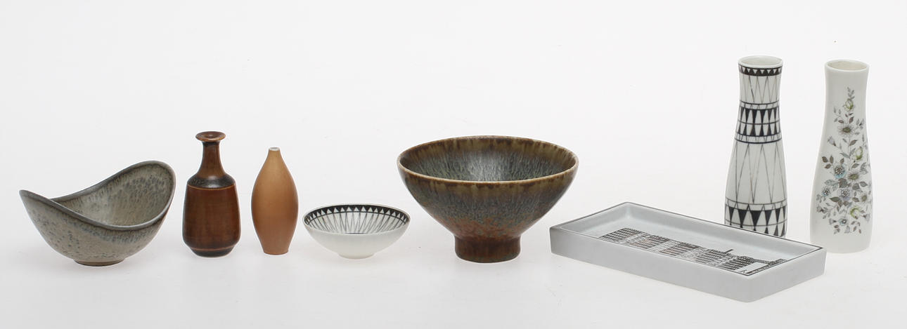 PARTI KERAMIK, 8 delar, bla Rörstrand, Arabai och Gustavsberg.