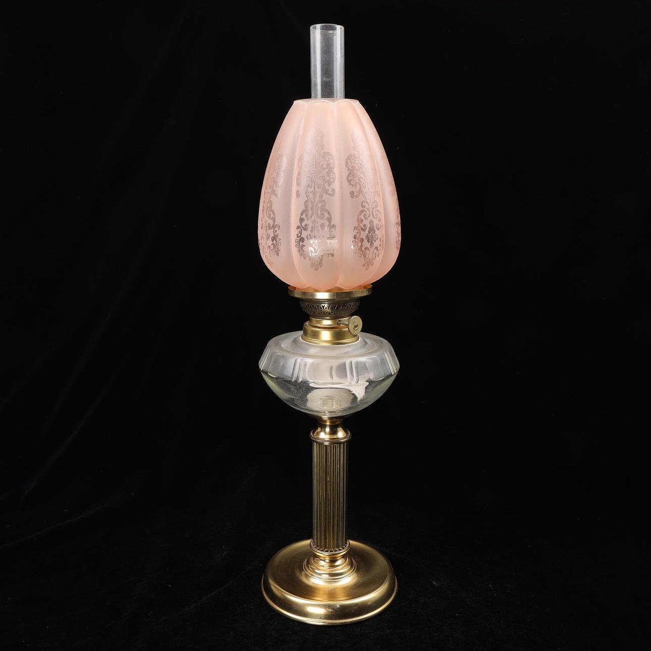 PETROLEUMLAMPE, messing, glas, AB Texa.