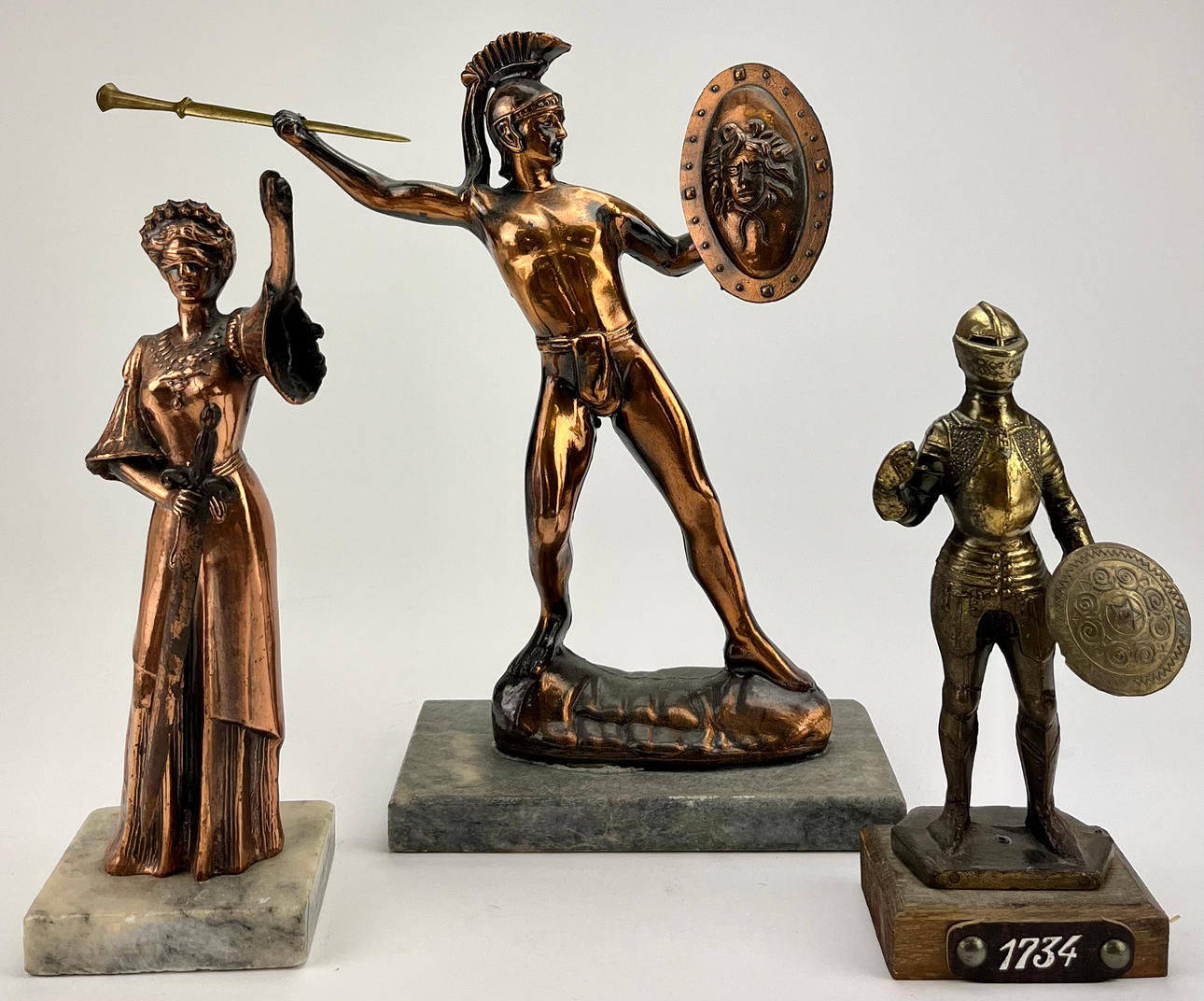 Three metal sculptures, 20th century.