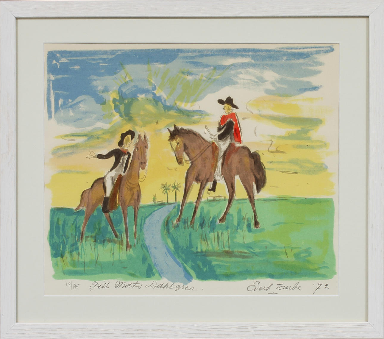 EVERT TAUBE. färglitografi, signerad, numrerad 49/195 samt daterad 72.