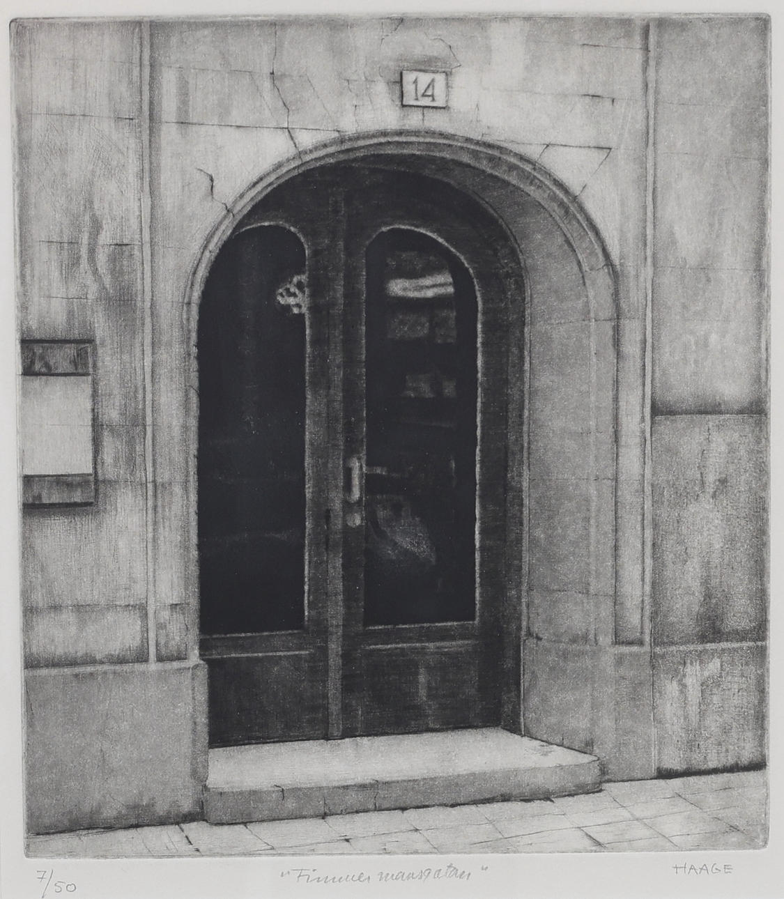 SIXTEN HAAGE. etching, “Timmermansgatan”, signed & numbered 7/50.