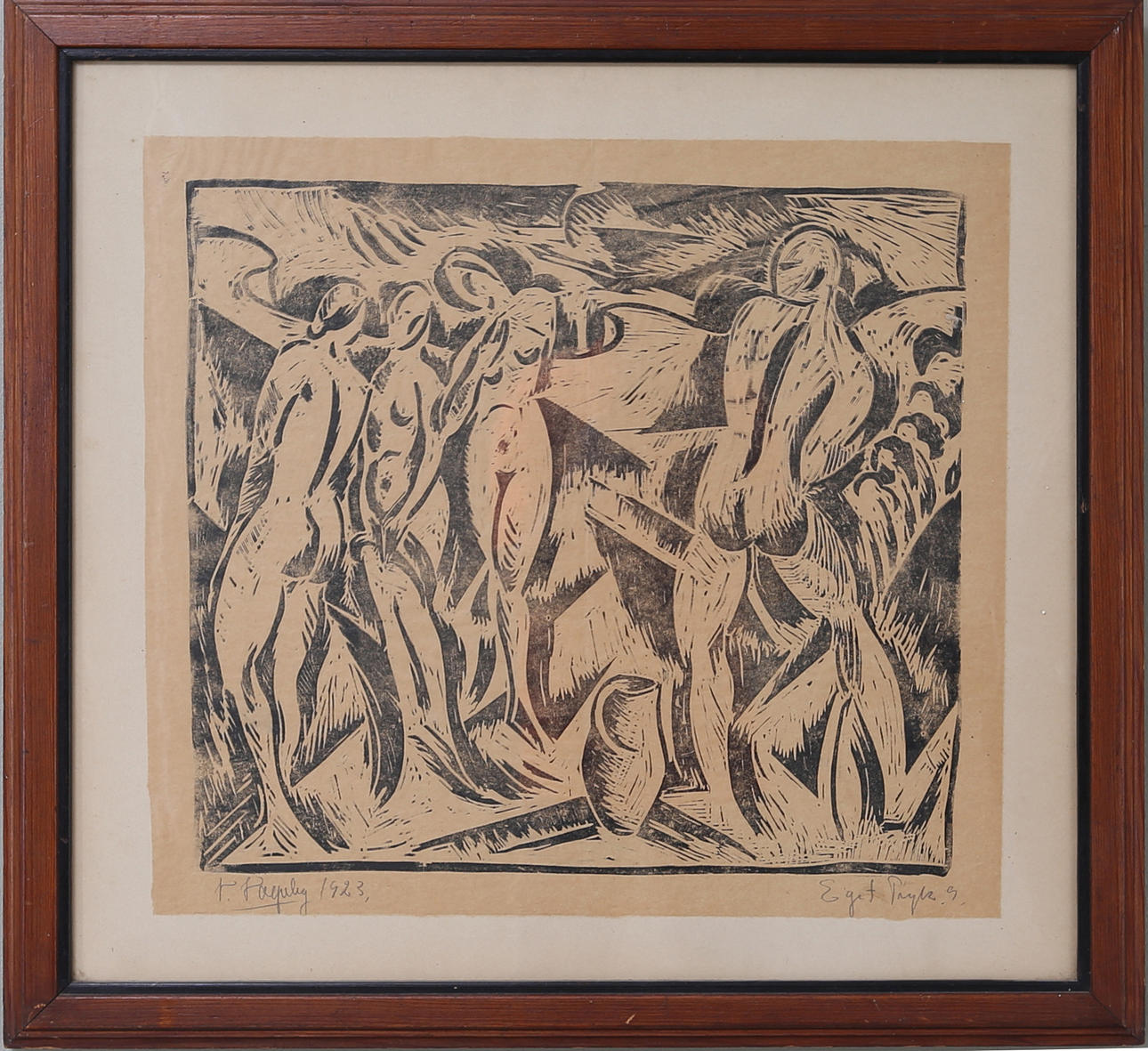 VIGGO VAGNBY. Arbete, träsnitt, signerad.