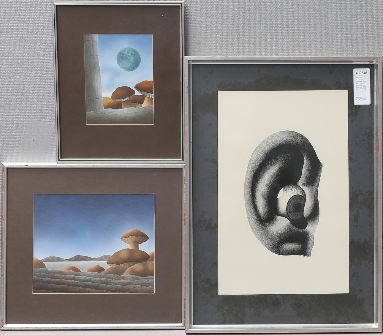 ANDERS SOLFORS. Akvareller, 2 st, samt tusch, signerade och daterade 1978 samt 1975.