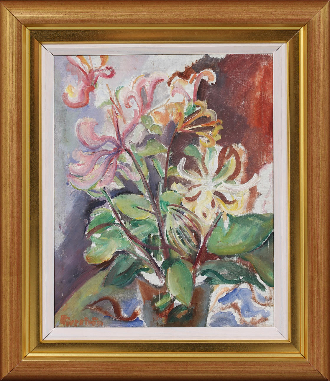 TOR BJURSTRÖM. Blommor, olja på duk, stämpelsignerad.