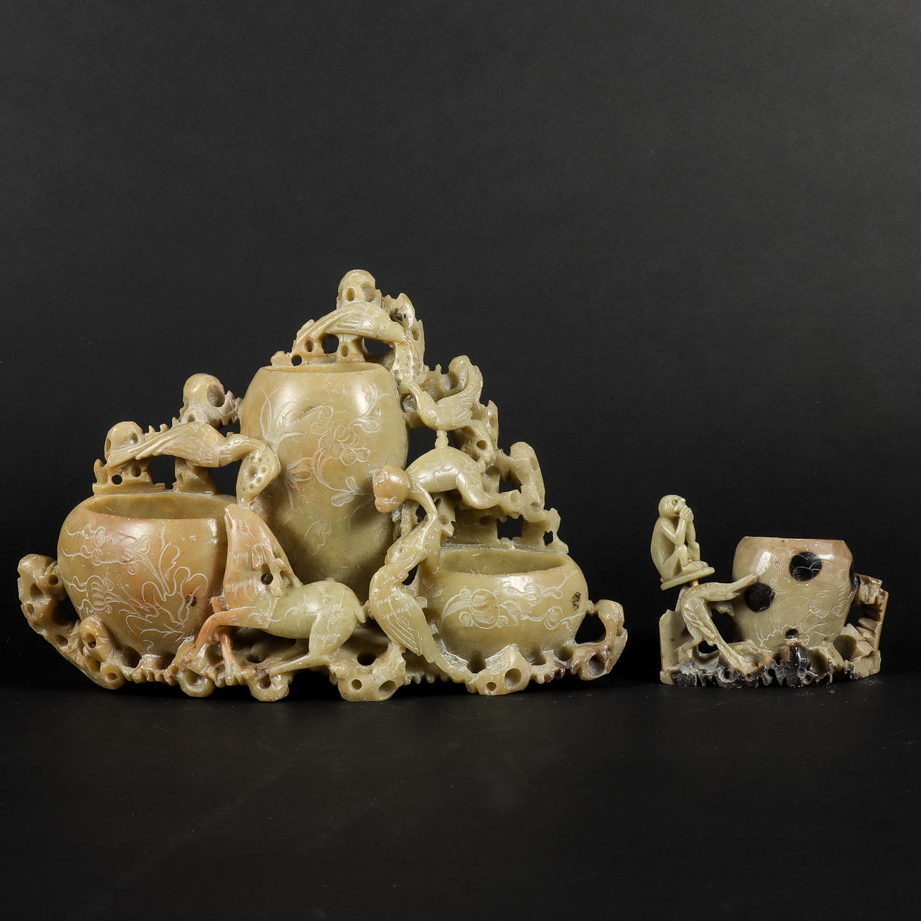 VASES 2 pieces, China, soapstone.