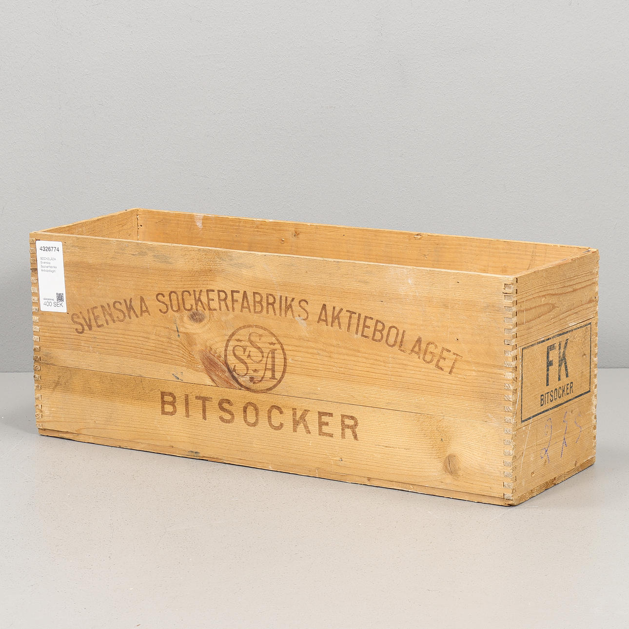 SOCKELBOX Svenska Sockerfabriks Aktiebolaget.