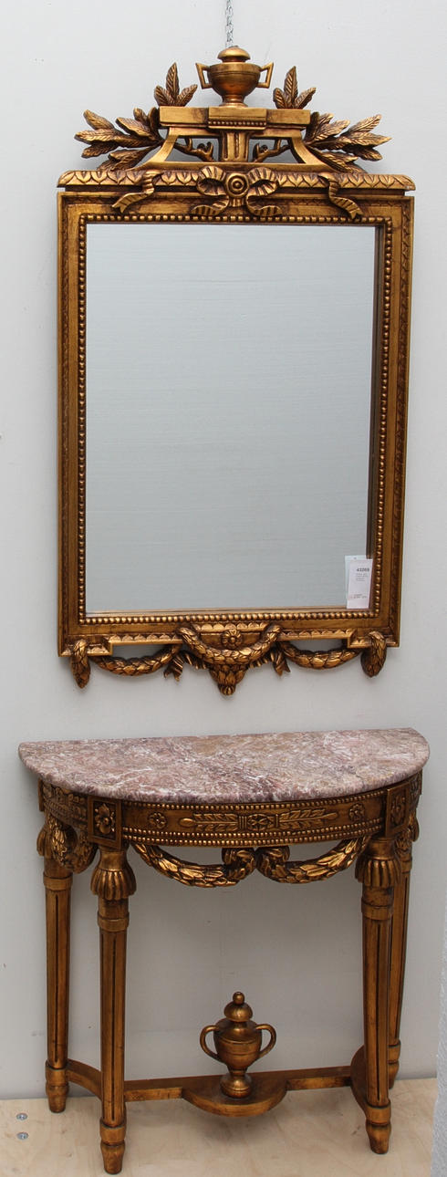 SPEGEL MED KONSOLBORD, guldfärgad, 19/2000-tal.