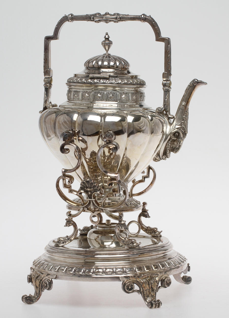 TEKÖK med rechaud, nysilver, stämplad, Guldsmedsbolaget AB NS 98.