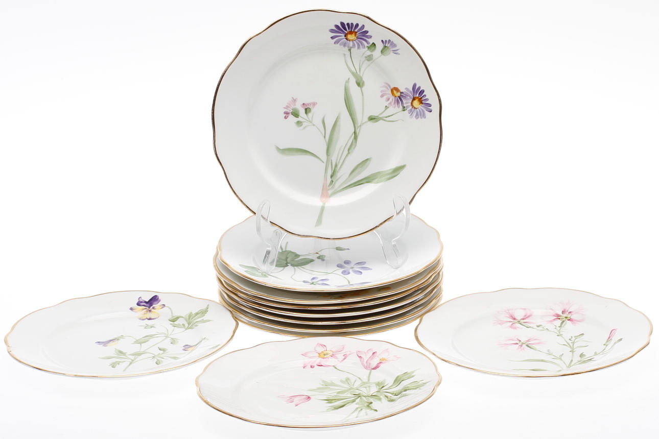 ASSIETTER, 11 st, porslin, Rörstrand, tidigt 1900-tal.