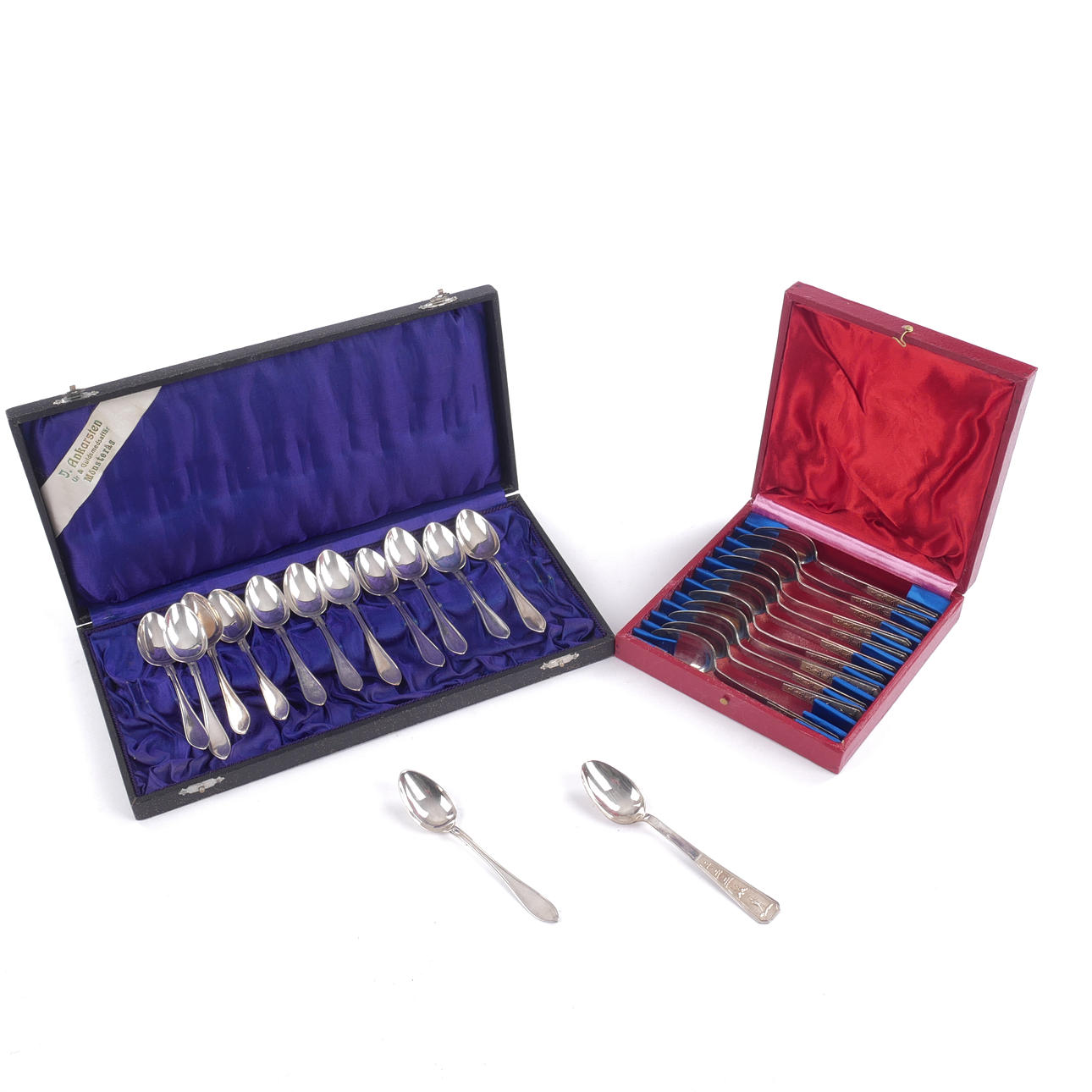 COFFEE SPOONS, 12+12 pcs, silver.