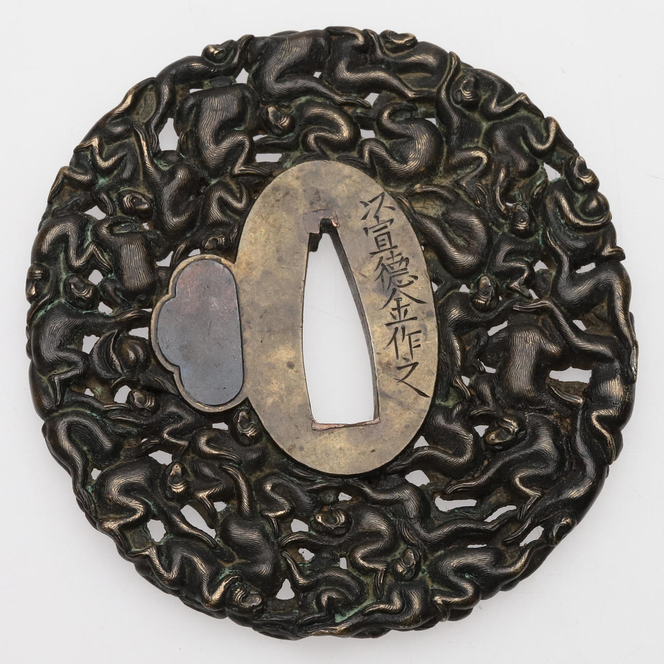 TSUBA, „Tausend Affen“, Edo-Zeit, signiert.