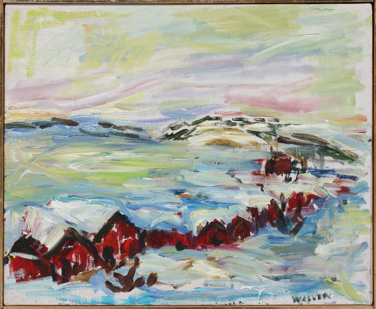 ULLA WALLER LINDBERG. "Sjö vinter", olja på duk, signerad.