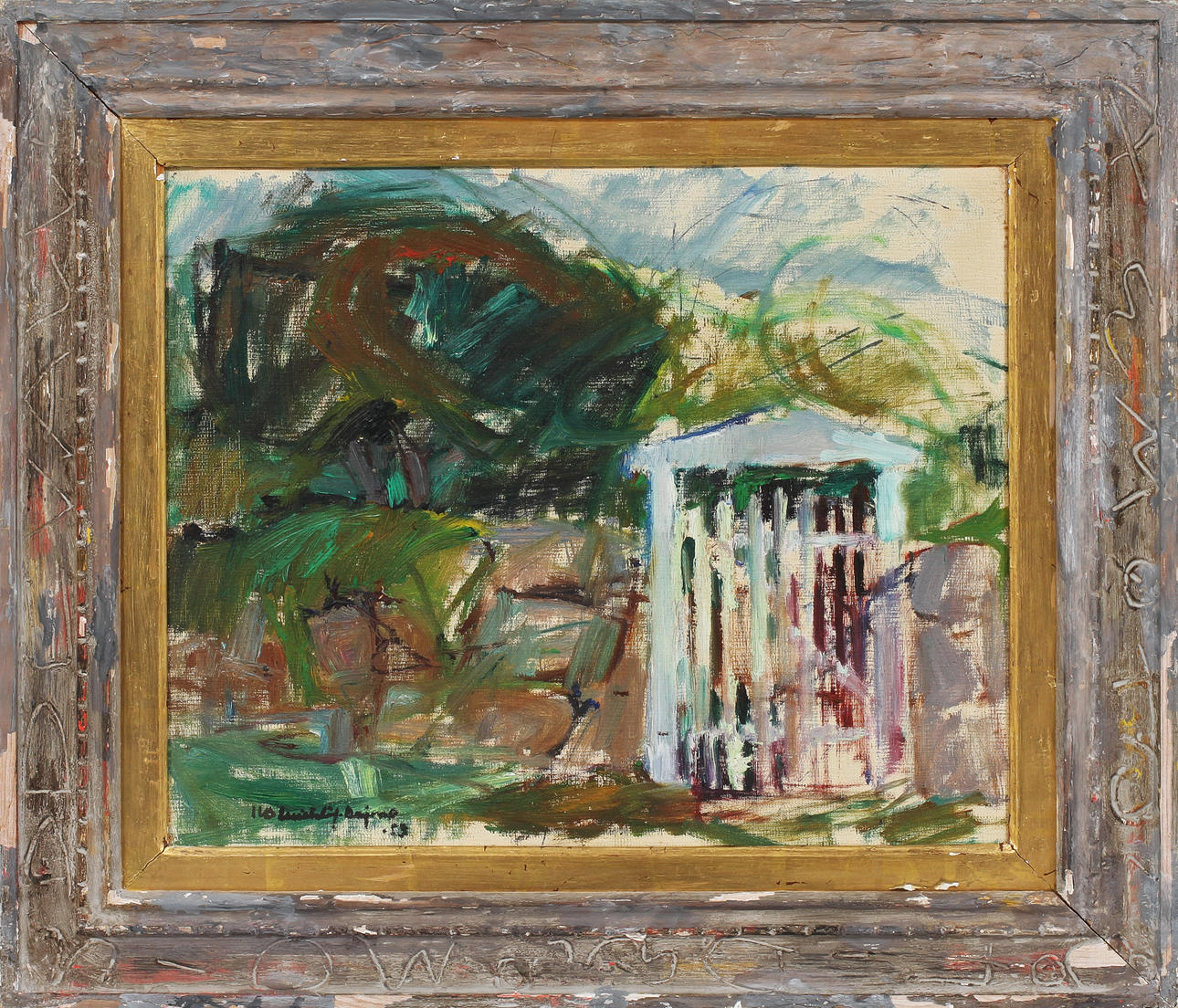 ULLA BRITTA EMITSLÖF DEJMO. Landskap med grind, olja på duk, signerad.