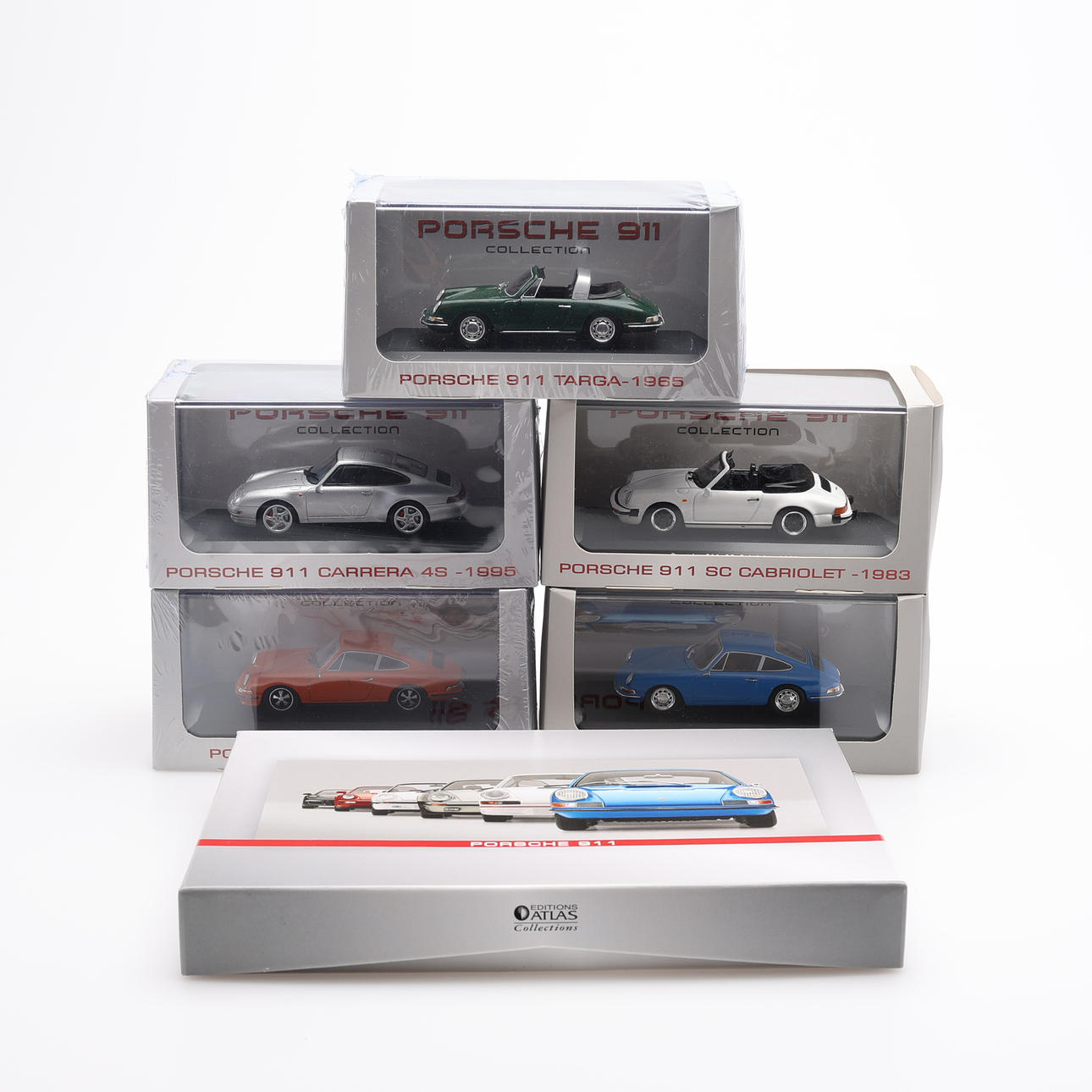 MODEL CARS, FIVE PIECES, PORSCHE, ATLAS COLLECTIONS, 1:43. Toys - Model ...