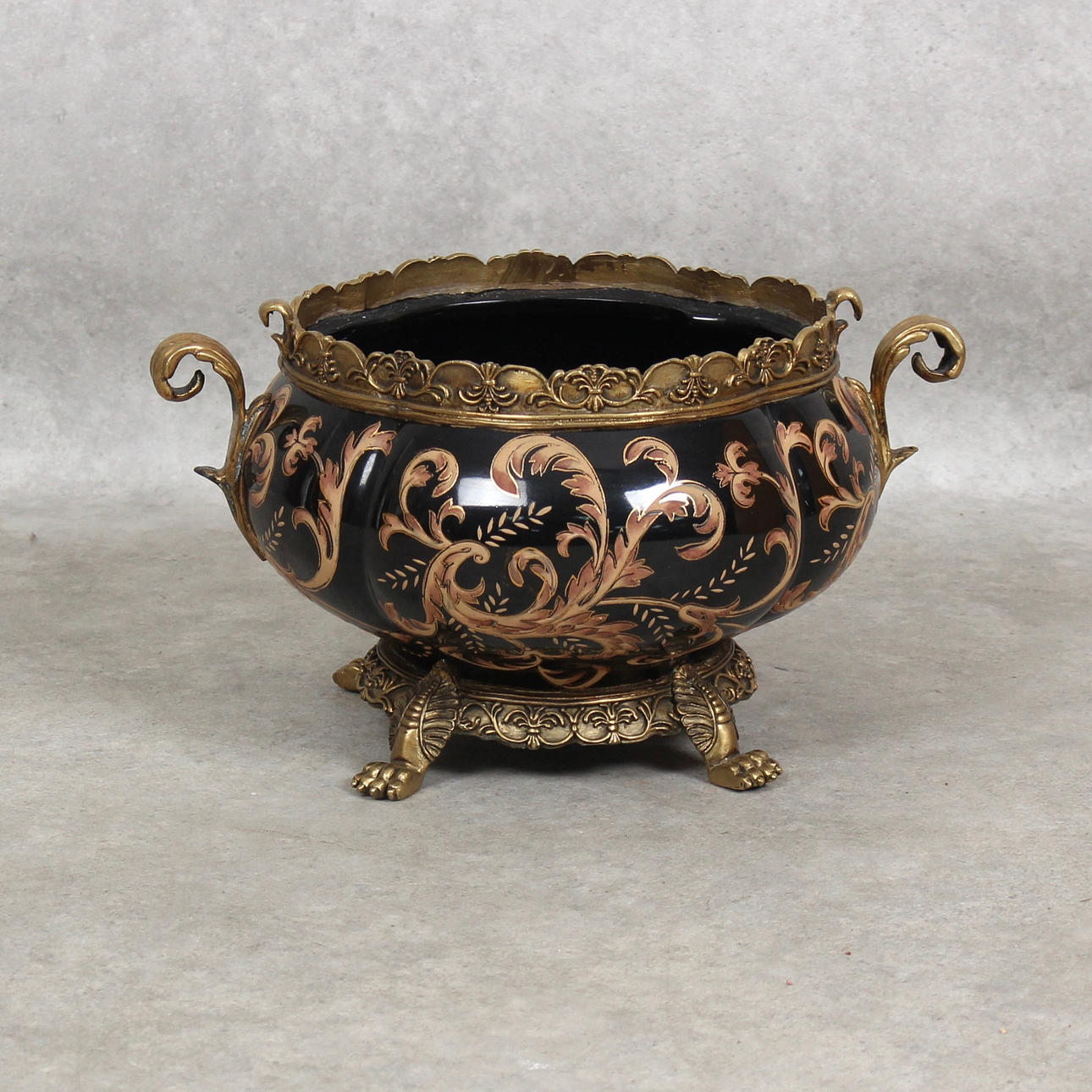 OUTDOOR POT, CERAMIC/BRASS, CONTEMPORARY.