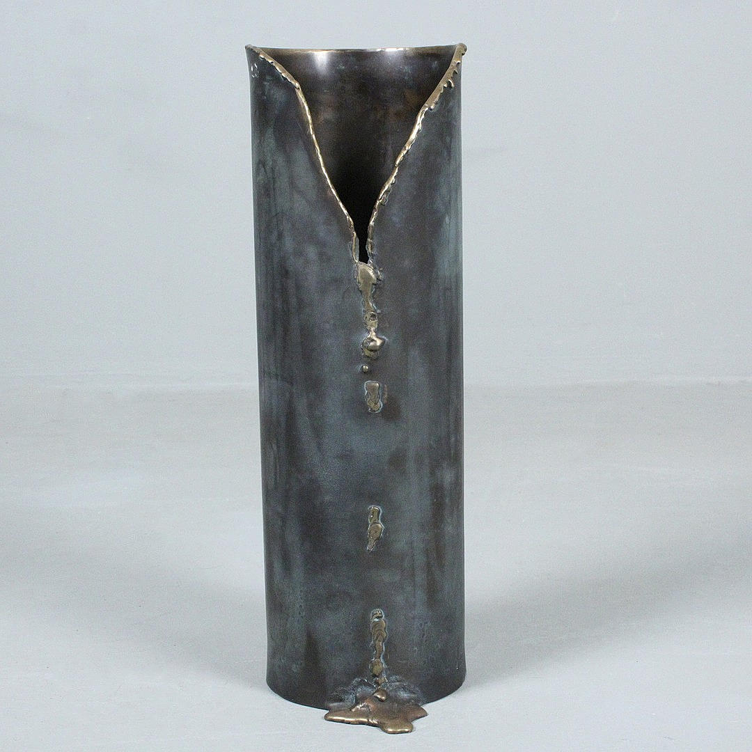Sculptural bronze umbrella stand, 1992, signed.