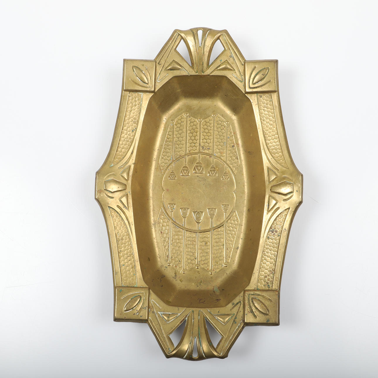 SCHÜSSELTELLER, Messing, Jugendstil.