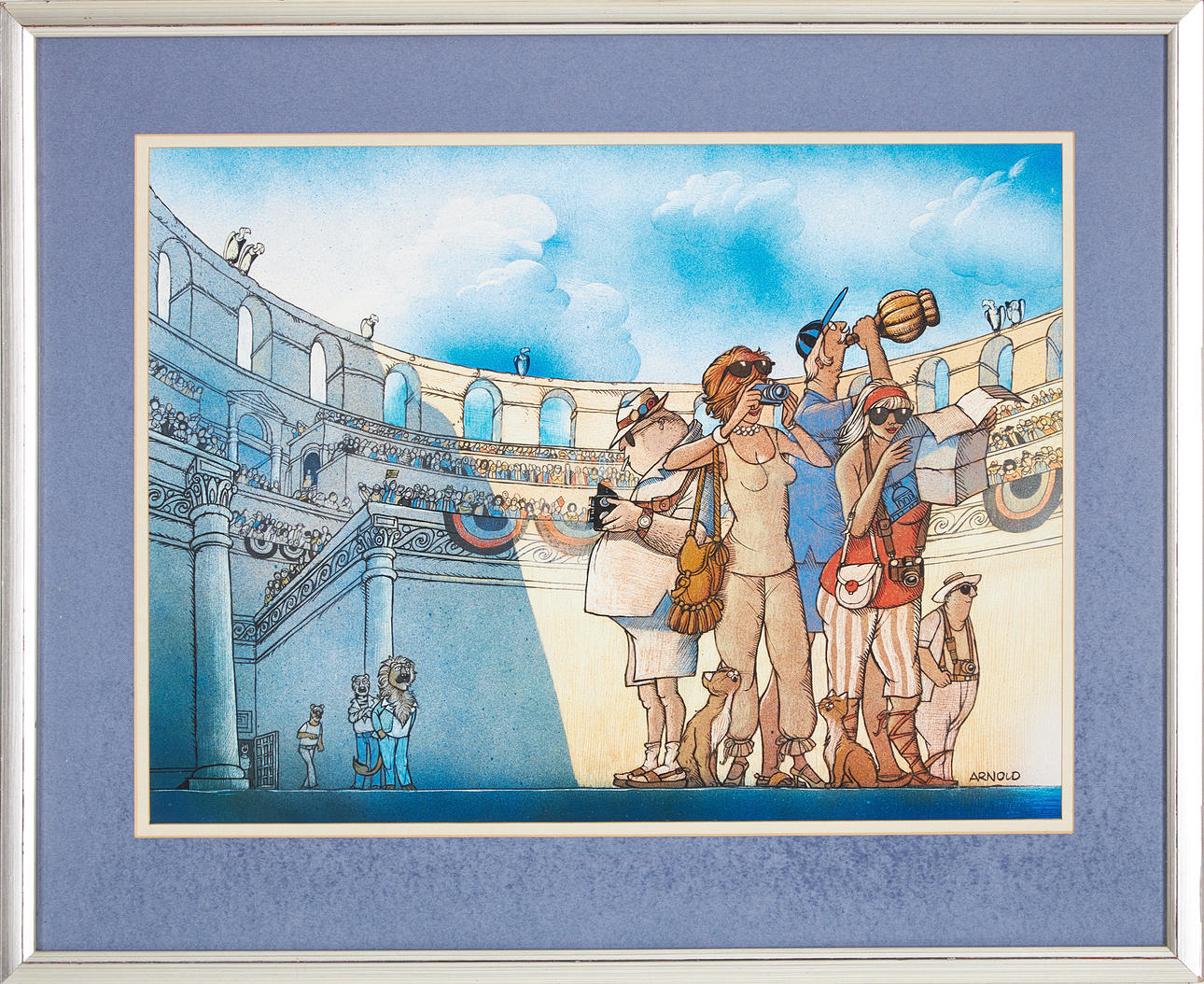 HANS ARNOLD. “Tourister” mixed media, signed Arnold.