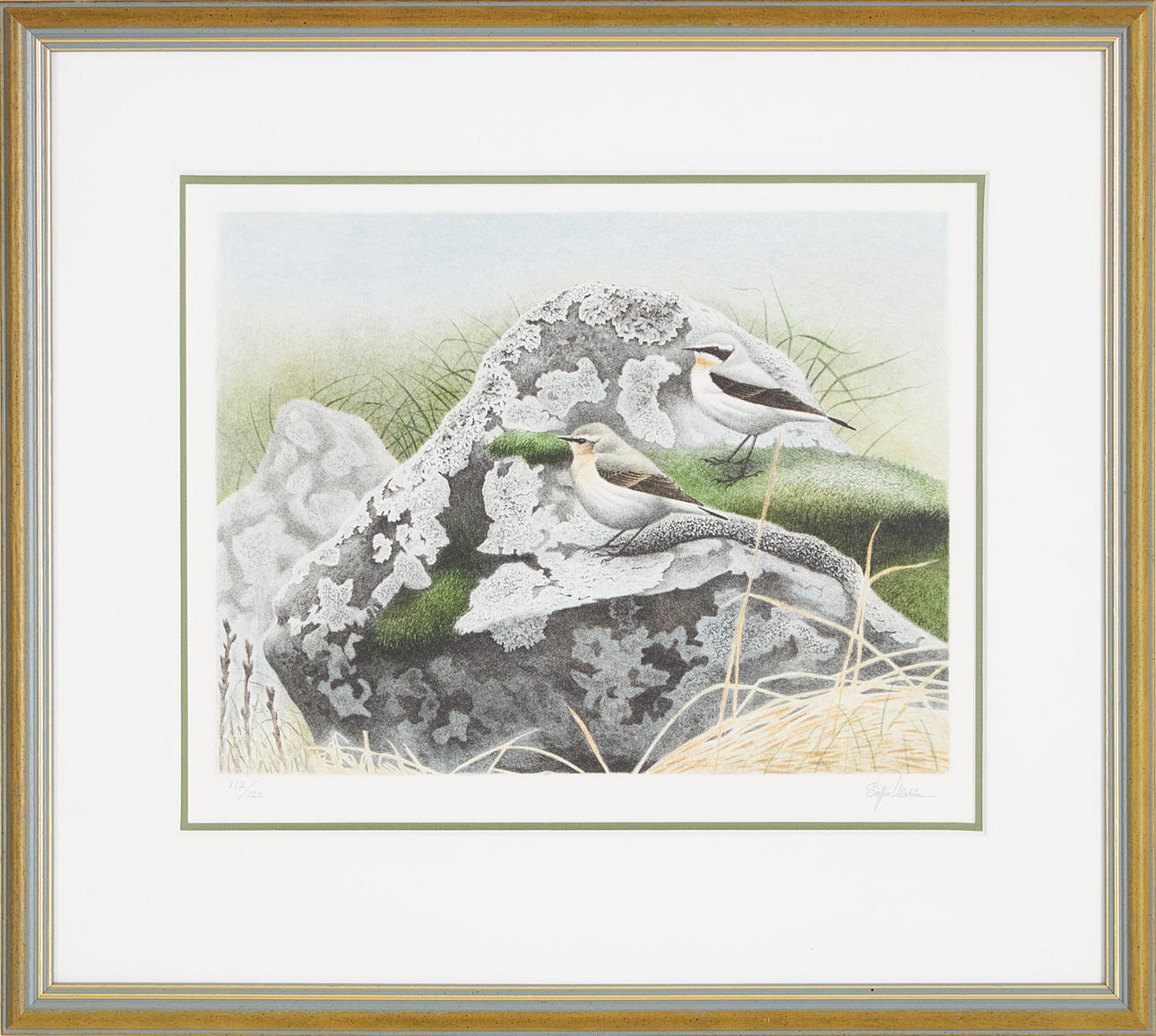 STAFFAN ULLSTRÖM (1949). Birds on stone, lithograph in colours, signed.