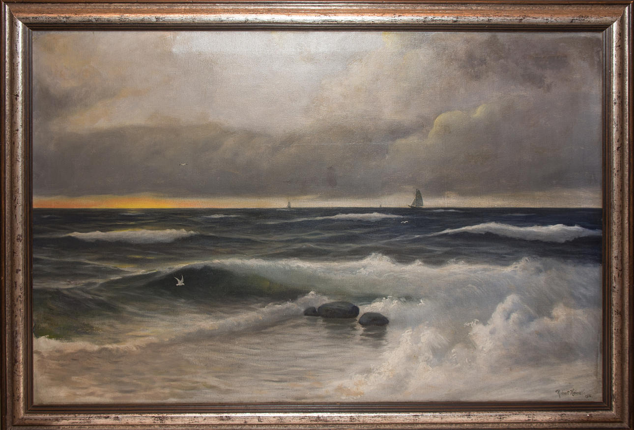 HEINE ROBERT. Stormigt hav, olja på duk, sign. och dat. 1916.