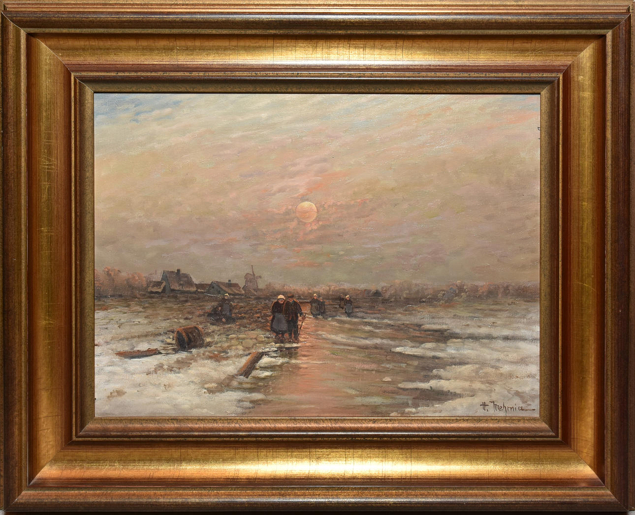 OKÄND KONSTNÄR. På vintern, olja på duk, signerad M Mehmia.