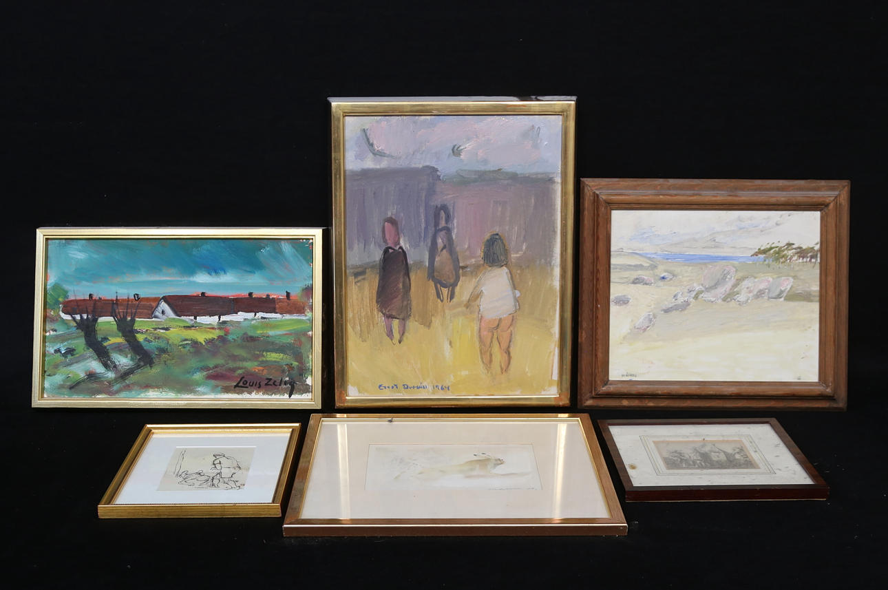 Ein Set von 6 Gemälden, darunter Pär Thorell.