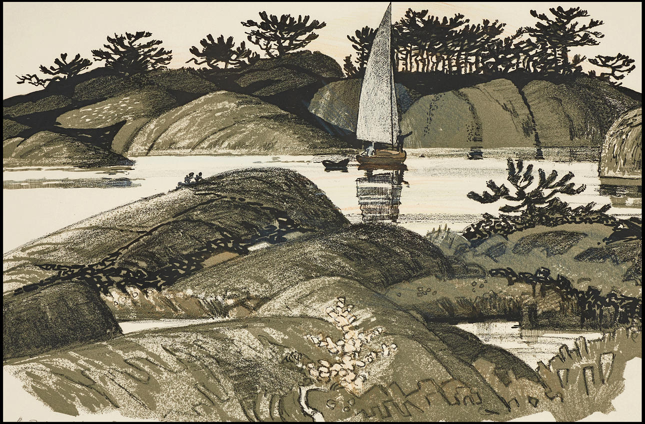 ROLAND SVENSSON (1910-2003). “Blankt Sund and Night Harbour”, signed ...
