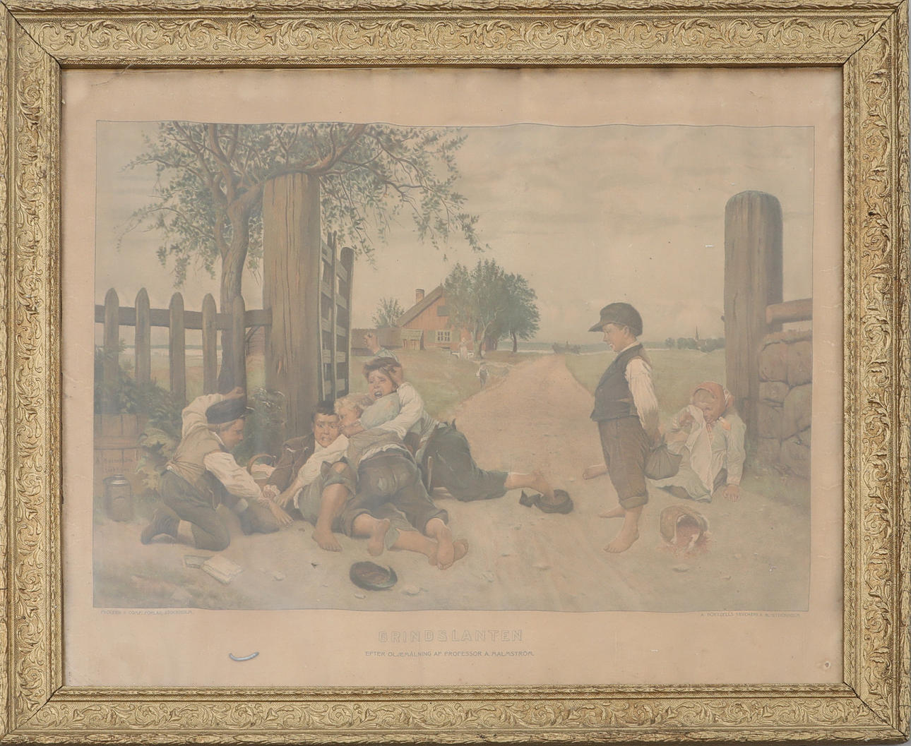 AUGUST MALMSTRÖM. litografi, Grindslanten, A, Börtzells tryckeri AB.